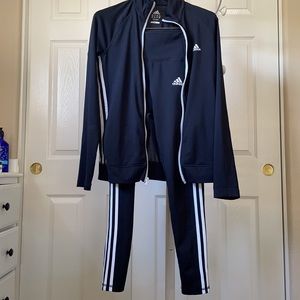 Sz S Black Adidas Track Jacket & Leggings Set